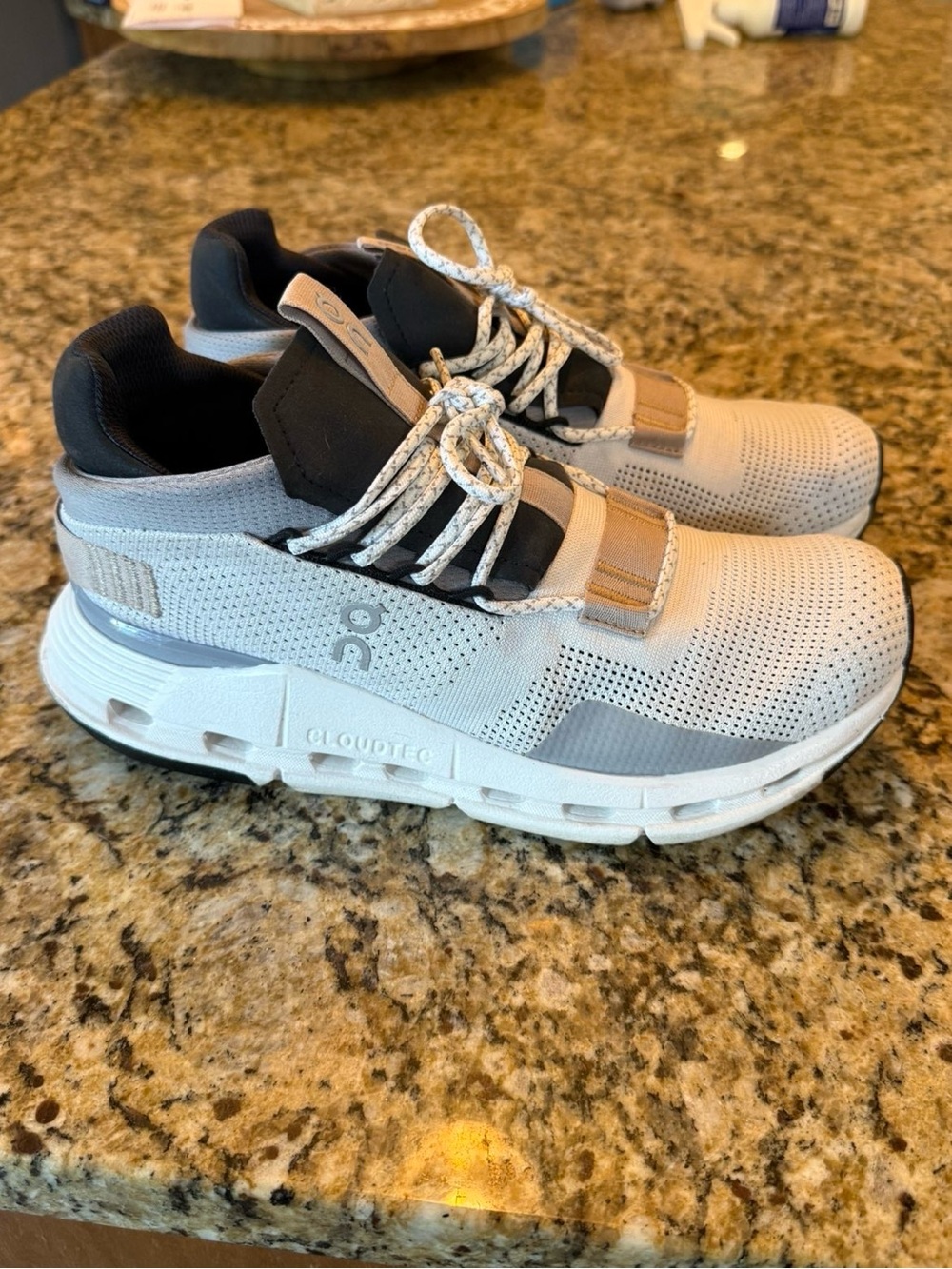 On Running Women’s sand and Black Cloudtec Sneakers with White Soles